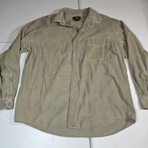 Route 66 Men's Long Sleeve Corduroy Button Up Shirt Size L Dark Tan